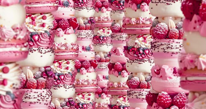 Animation loop parallax cake sweet background. 