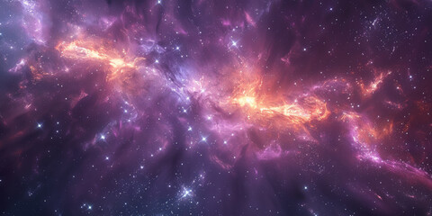 Fototapeta premium 宇宙に輝く星々と紫の光の背景