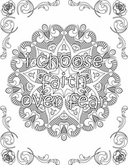 Printable mandala coloring page for kids and adults with motivational words for self love and self care. it helps to struggle against life to enjoy the tough journey
