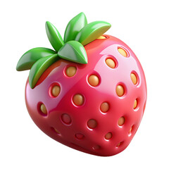 Fototapeta premium 3D glossy plastic strawberry with realistic textures and vibrant colors 