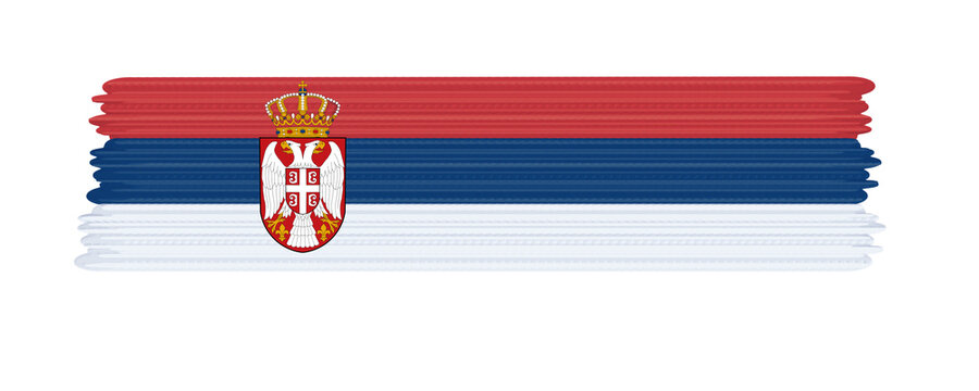 serbian flag with paint strokes on transparent background