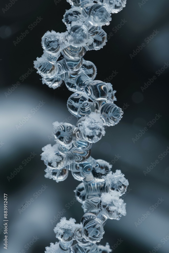 Poster close-up of a string of glass beads with a frosted appearance. ai.