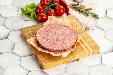 Raw beef uncooked burger cutlet