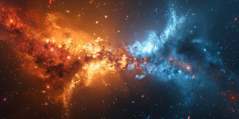 Fototapeta premium 宇宙に輝く星々と光の背景