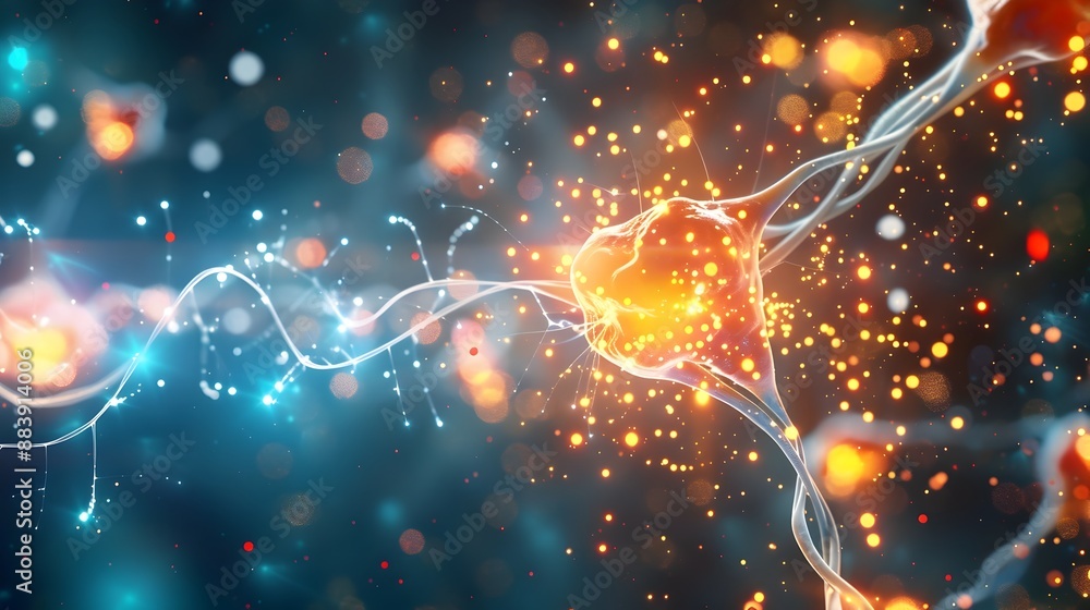 Poster digital rendition of auditory nerve cells firing in response to sound stimuli