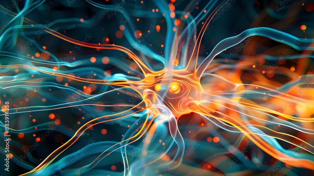Poster digitally simulated auditory nerve pathways highlighting signal transmission and processing