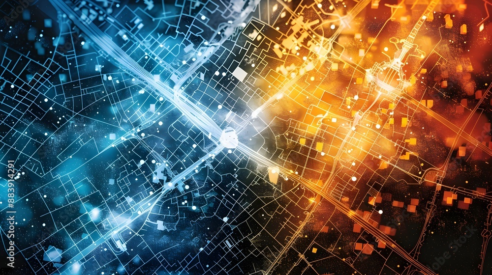 Aufkleber futuristic heat map visualizations depicting geospatial data analyses of crime hotspots and distribu