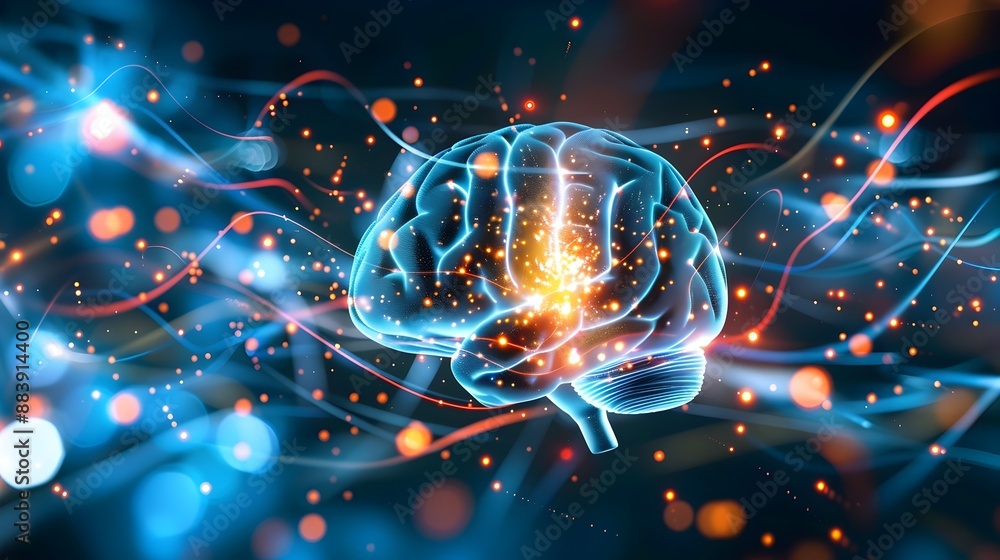 Poster visualization of neural network simulations depicting auditory signal processing in the brain