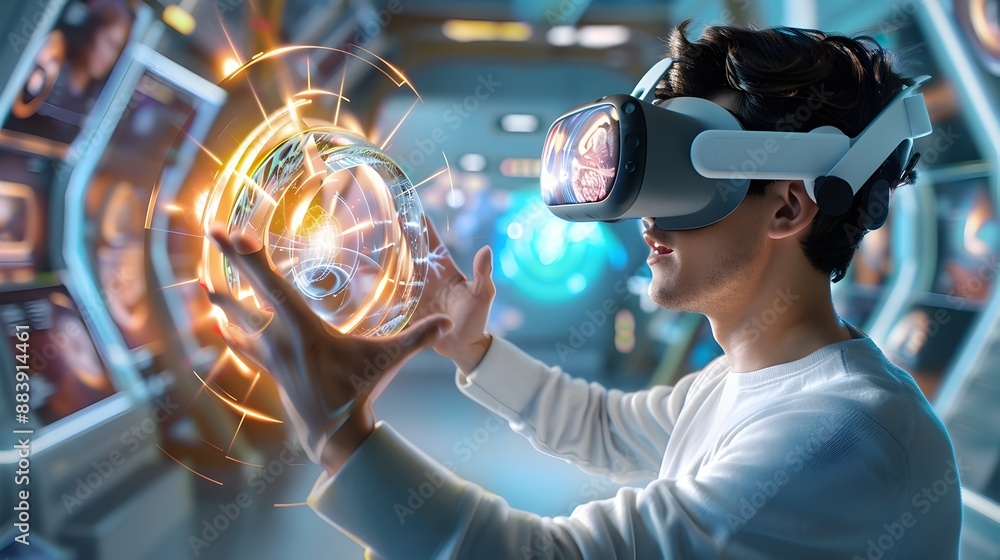 Poster immersive vr simulation of semicircular canals showcasing inner workings and movement dynamics