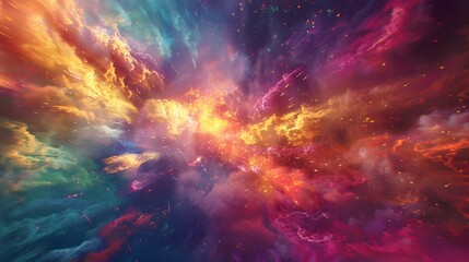 Explosive burst of pixelated colors forming a vibrant and dynamic backdrop. 