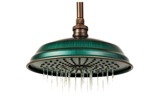 A vintage-style showerhead with a classic design, isolated on a white background