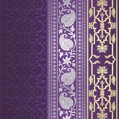 wedding card design, traditional paisley floral pattern , royal India	