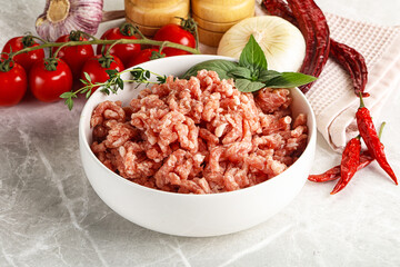 Raw minced pork uncooked meat