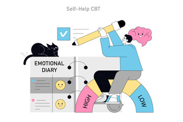 Cognitive Behavioral Therapy. Flat Vector Illustration