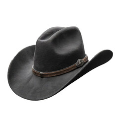 A stylish cowboy hat stands out against a stark white background.