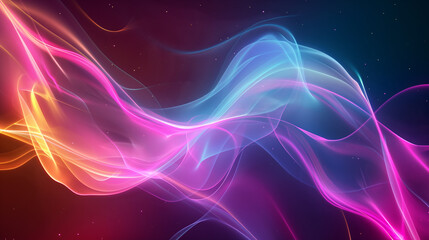 Abstract background with colorful lines in the form of glowing lights, bright background. Neon waves on dark background futuristic wallpaper