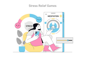 Gamification In Psychotherapy. Flat Vector Illustration