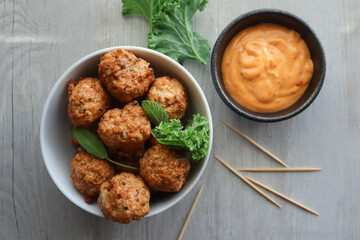 South African meatballs called frikkadels. Chicken frikkadels 