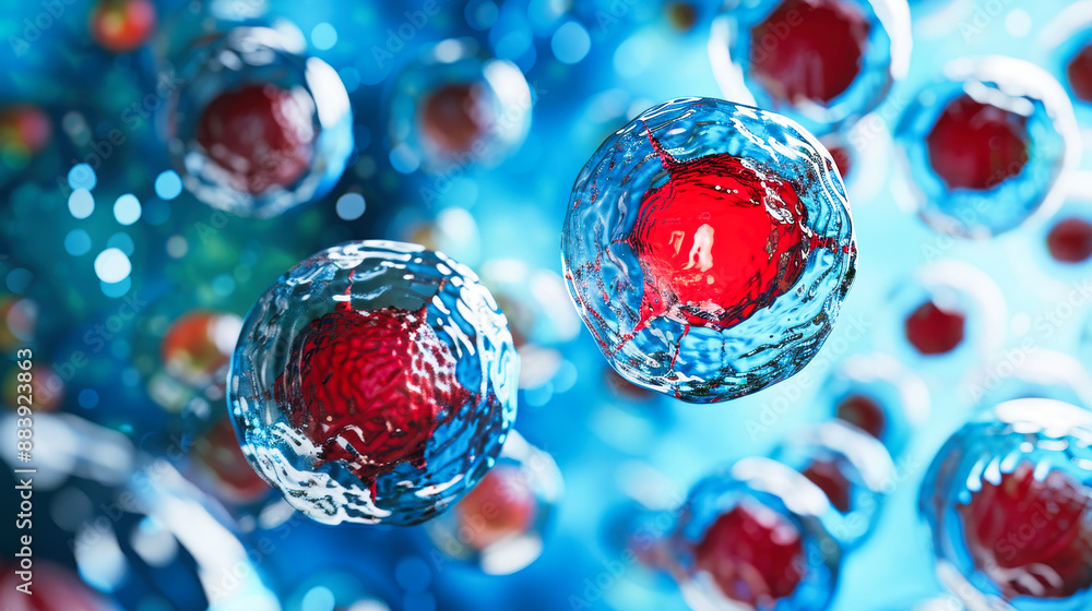 Poster cell structure showing human cells in close-up view
