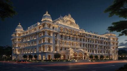 Naklejka premium Cityscape with various buildings including skyscrapers and offices