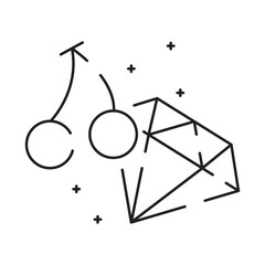 Casino line icon. Poker cards, dice and chips, slot machine symbols and money