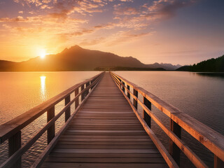 Wooden pier at sunset