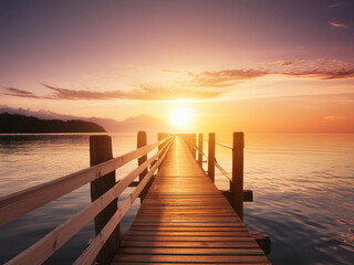 Fototapeta premium Wooden pier at sunset