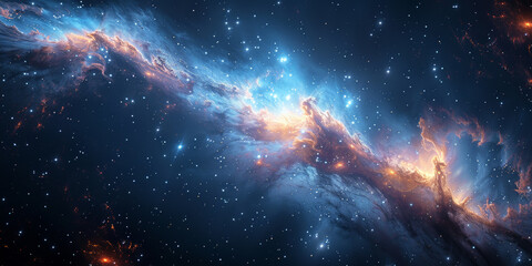 Fototapeta premium 宇宙に輝く星々と光の背景