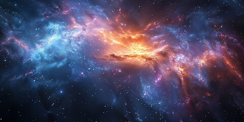 Fototapeta premium 宇宙に輝く星々と光の背景