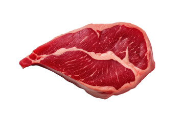 A high-resolution image of a tuna steak showcasing its rich red color and marbled fat, presented on a clean white background.