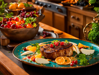 delicious meal, perfectly grilled barbecue meats, savored a decadent dessert, food cooked has a unique flavor, especially when the barbecue includes both savory meats and sweet desserts