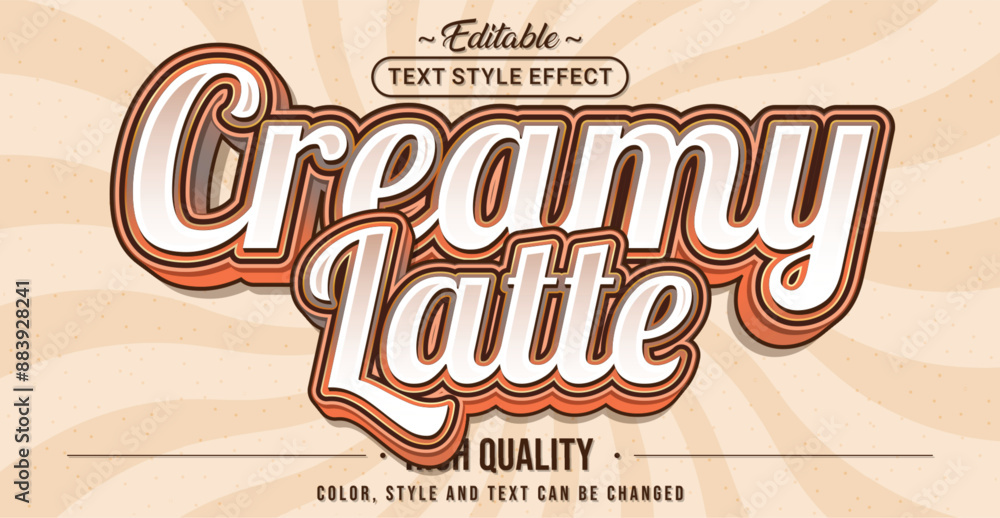Aufkleber editable text style effect - creamy latte text style theme.