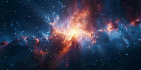 Naklejka premium 宇宙に輝く星々と光の背景