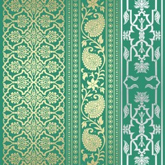 wedding card design, traditional paisley floral pattern , royal India	