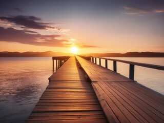 Obraz premium Wooden pier at sunset