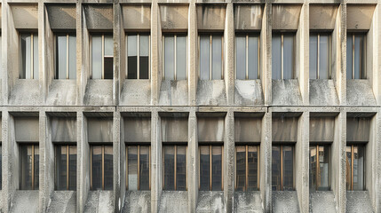 Building Facade with Repetitive Patterns of Concrete Panels and Narrow Windows