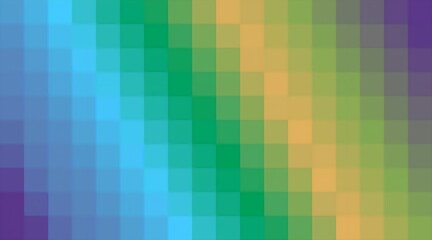 Abstract pixel background made of colorful squares in yellow, green, blue and purple colors