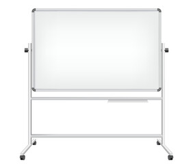 Corporate meeting room whiteboard mockup on white background. Vector illustration emphasizing clarity and functionality for business settings