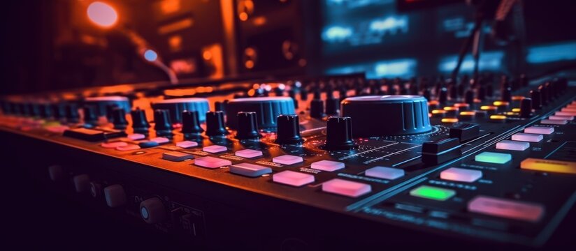 Closeup of a DJ Mixer in a Concert Setting