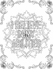 Printable mandala coloring page for kids and adults with motivational words for self love and self care. it helps to struggle against life to enjoy the tough journey
