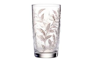 A glass with a personalized engraving or etched design, adding a touch of individuality. Isolated on a white background.