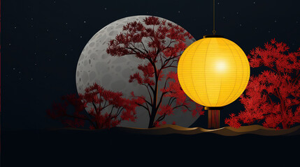 Mid-Autumn Lantern Wallpaper. Created by ai generated