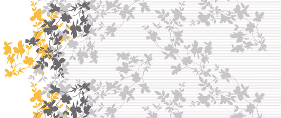 abstract vintage leaves botanical decorative element background border allover seamless pattern design illustration in grey yellow brown color combination digital home textile and apparels