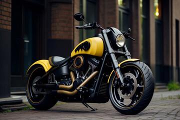 Obraz premium motorcycle on the street and a powerful Motorcycle High-Quality image
