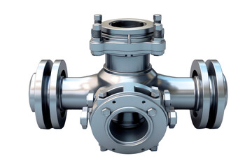 A futuristic illustration of a diaphragm valve with sleek lines and metallic accents, isolated on a white background