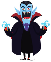 Cute cartoon vampire smiling. Vector illustration isolated. Halloween design