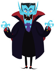 Cute cartoon vampire smiling. Vector illustration isolated. Halloween design