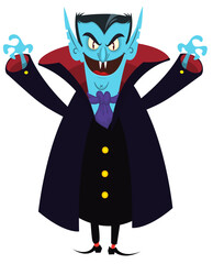 Cute cartoon vampire smiling. Vector illustration isolated. Halloween design