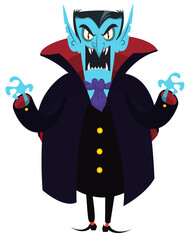 Cute cartoon vampire smiling. Vector illustration isolated. Halloween design
