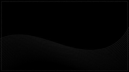 Abstract dots fluid modern shapes line art on black background.